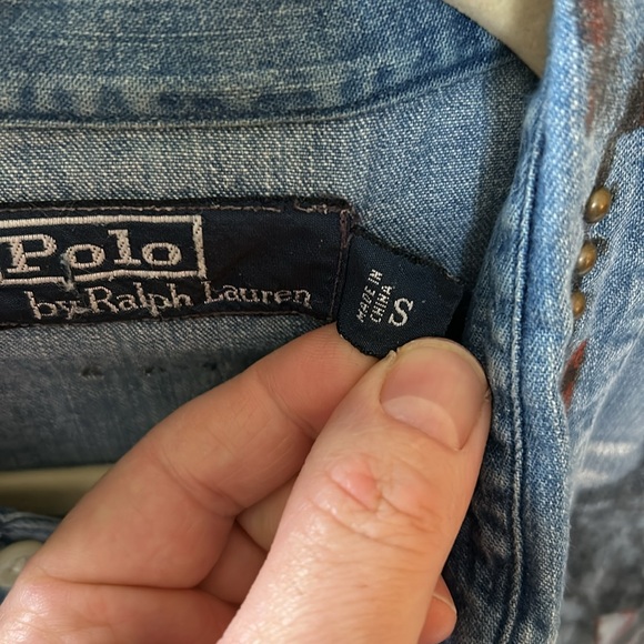 POLO Ralph Lauren Men’s denim long sleeve western shirt. - Picture 9 of 10
